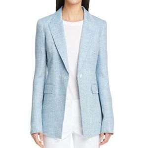 Lafayette 148 Heather Bravado Light Blue Long Sleeve Linen Blazer